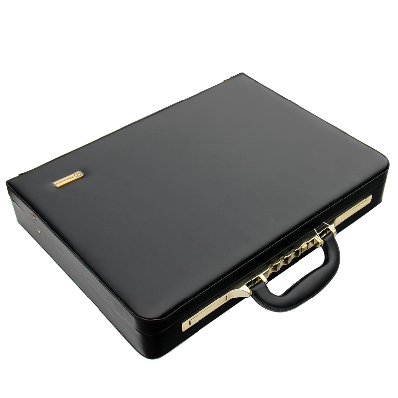 Leather Work Laptop Bag - Luxury PU Leather Rolling Luggage Spinner