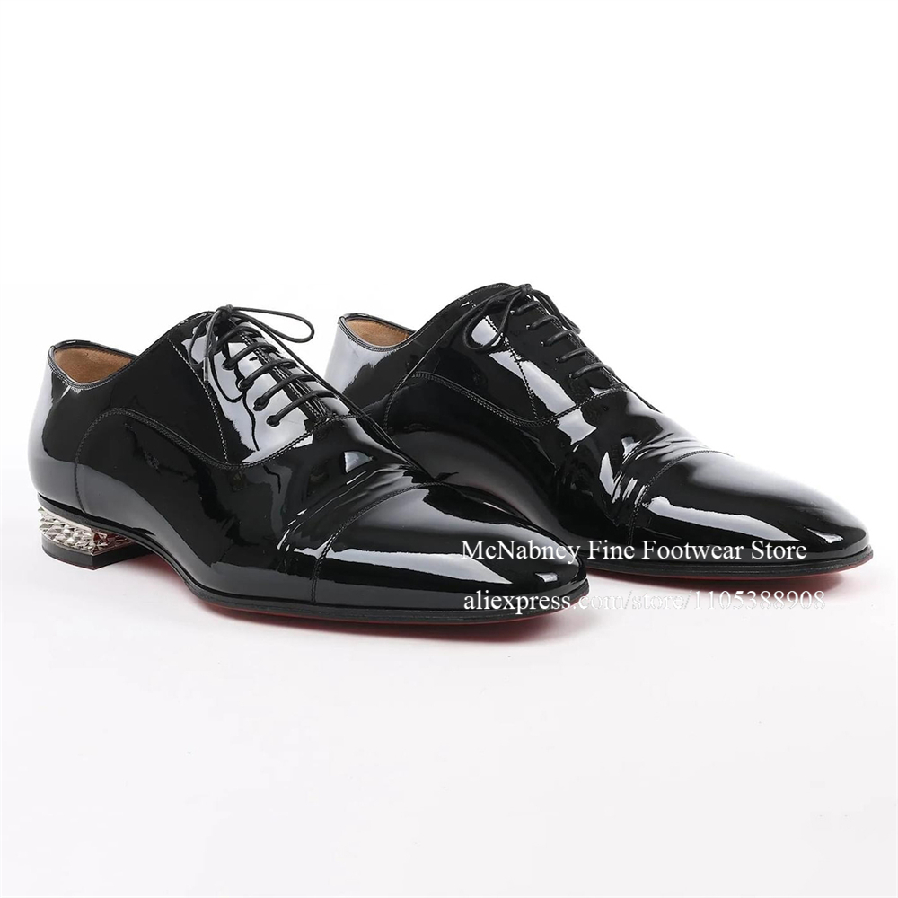 Leather Work Hat - Patent Leather Oxford Shoes Black Lace