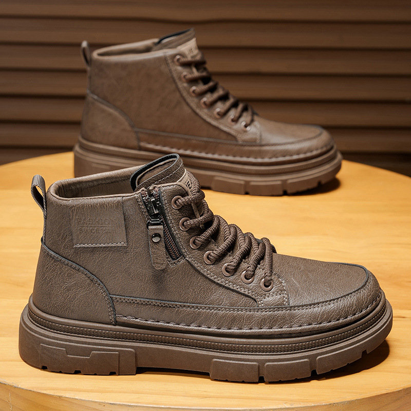 Leatherworking Items - High top boots men's shoes autumn