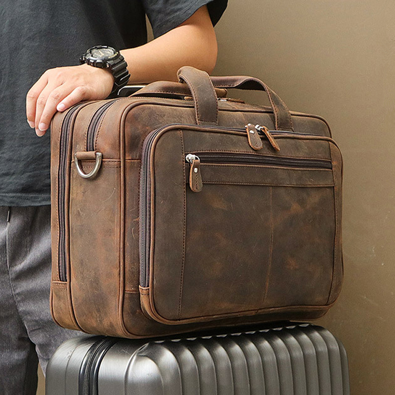 Leather Work Laptop Bag - High Quality Genuine Leather Men Briefcase