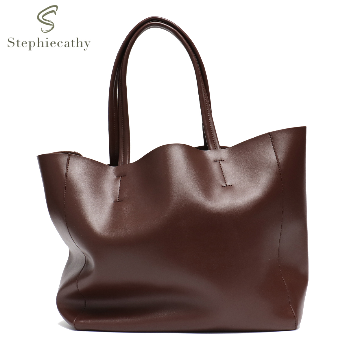 Leather Work Laptop Bag - Large Capacity Tote Handbag for Women