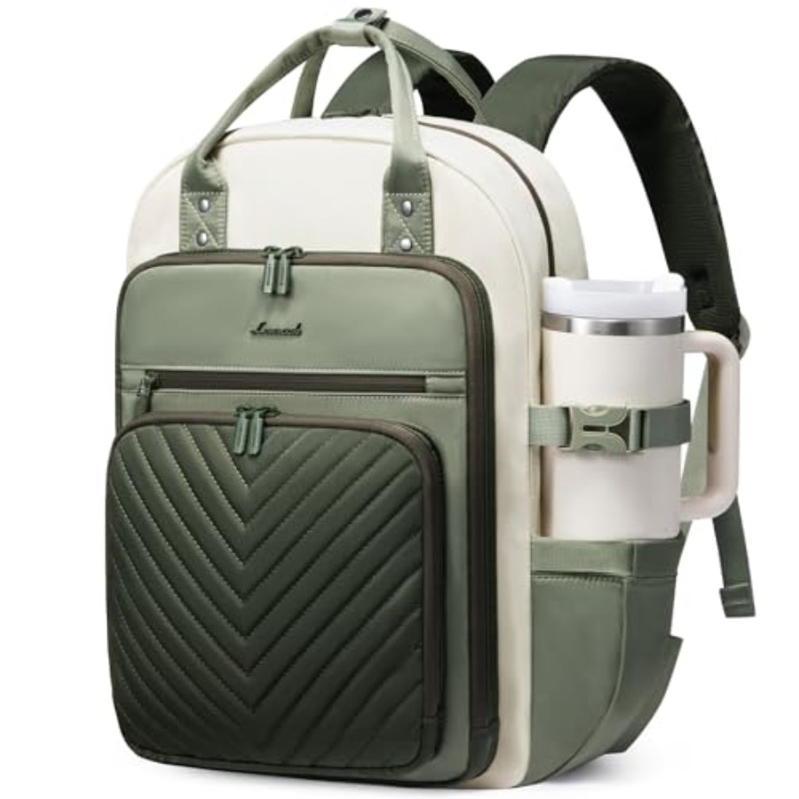 Leather Work Is - Laptop Backpack for Women, Water Resistant