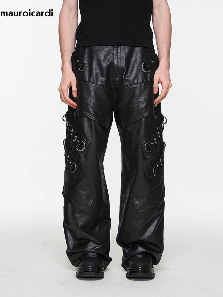 Mauroicardi Spring Autumn Cool - Leather Work Pants 评论和价格