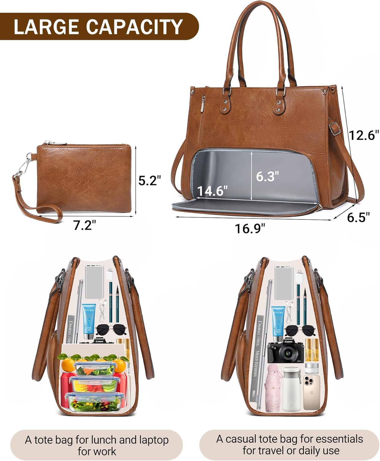 2 in 1 Laptop Tote Bag with In - Leather Work Laptop Bag 评论和价格