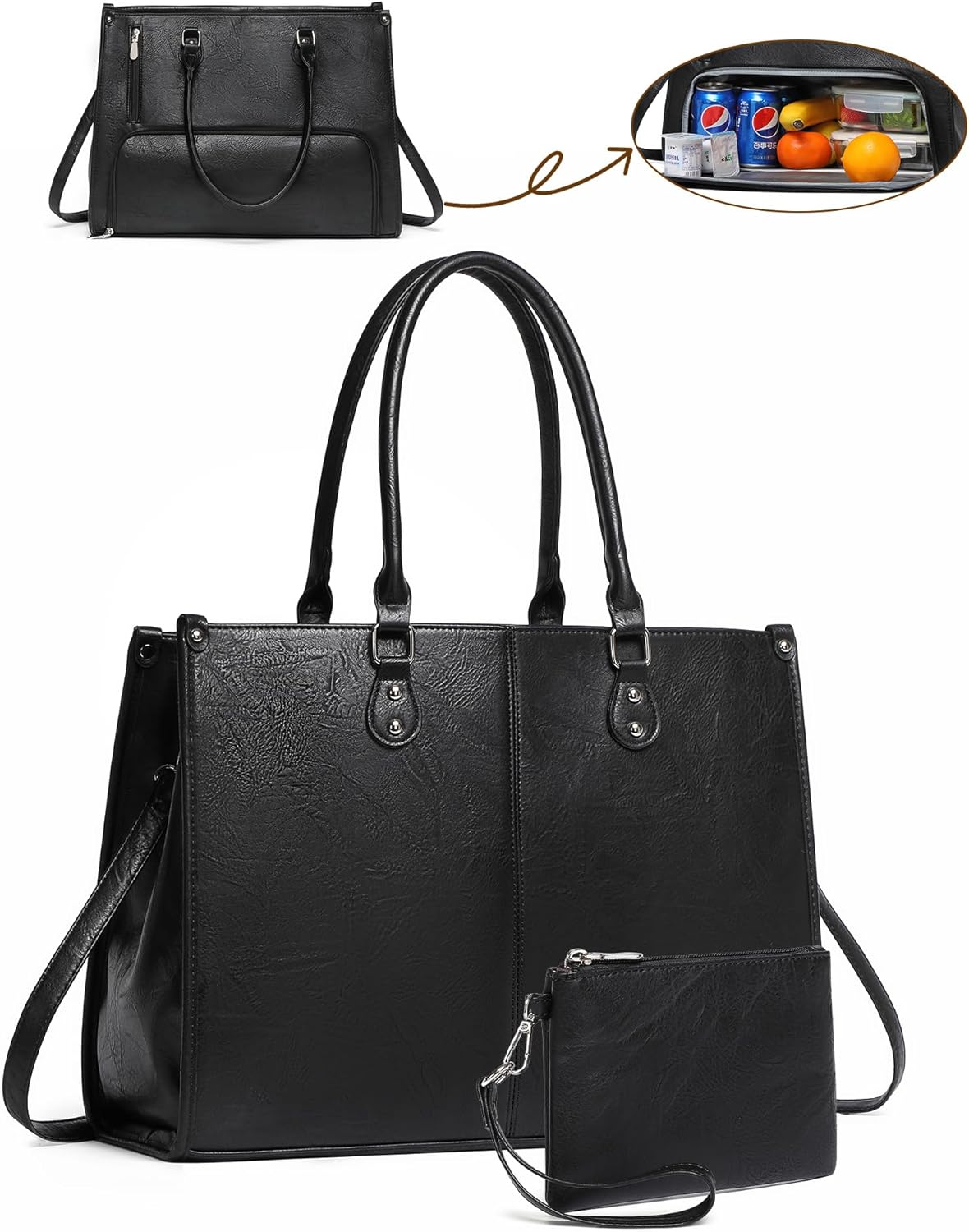 2 in 1 Laptop Tote Bag with In - Leather Work Laptop Bag 评论和价格