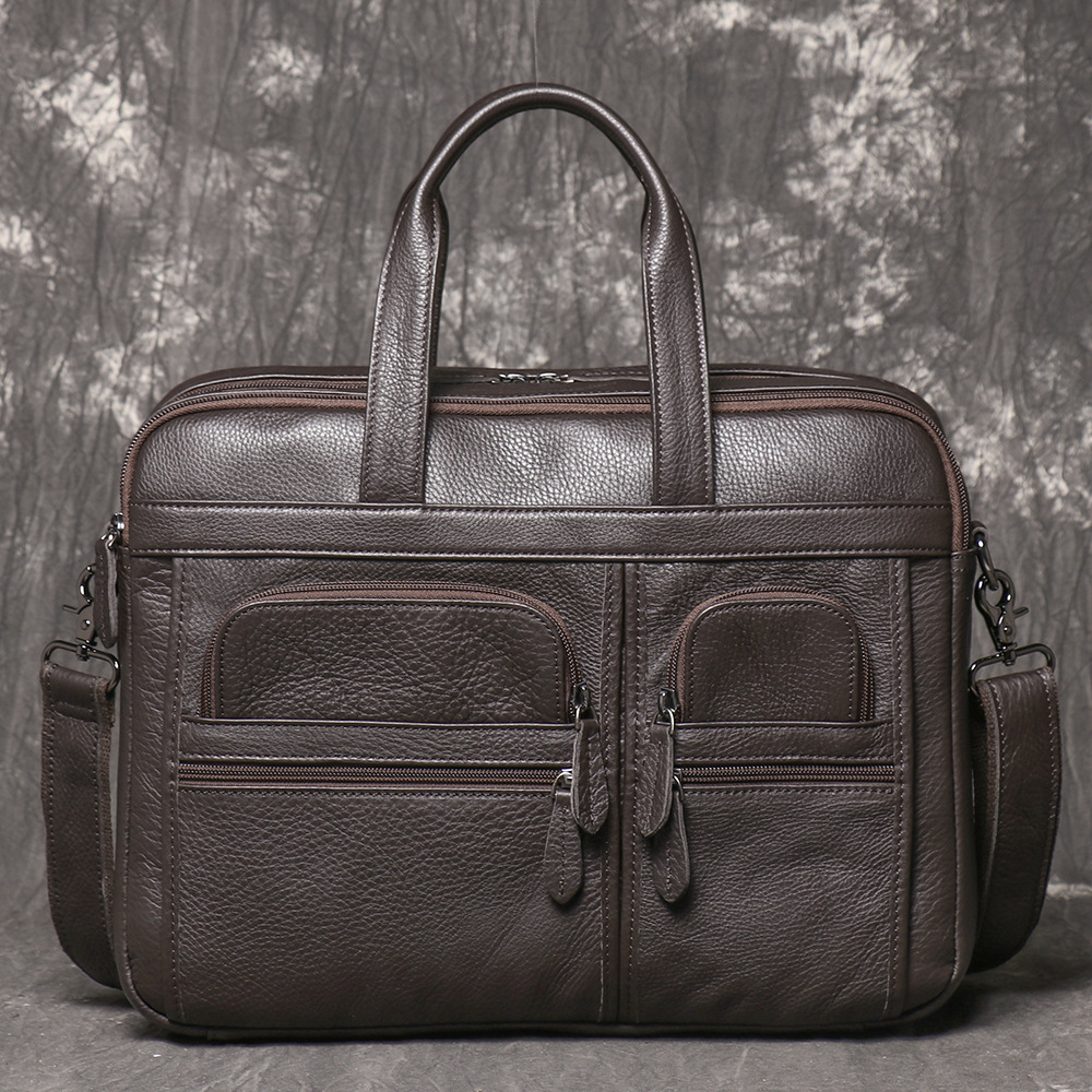 Men's Genuine Leather Briefcas - Leather Work Laptop Bag 评论和价格