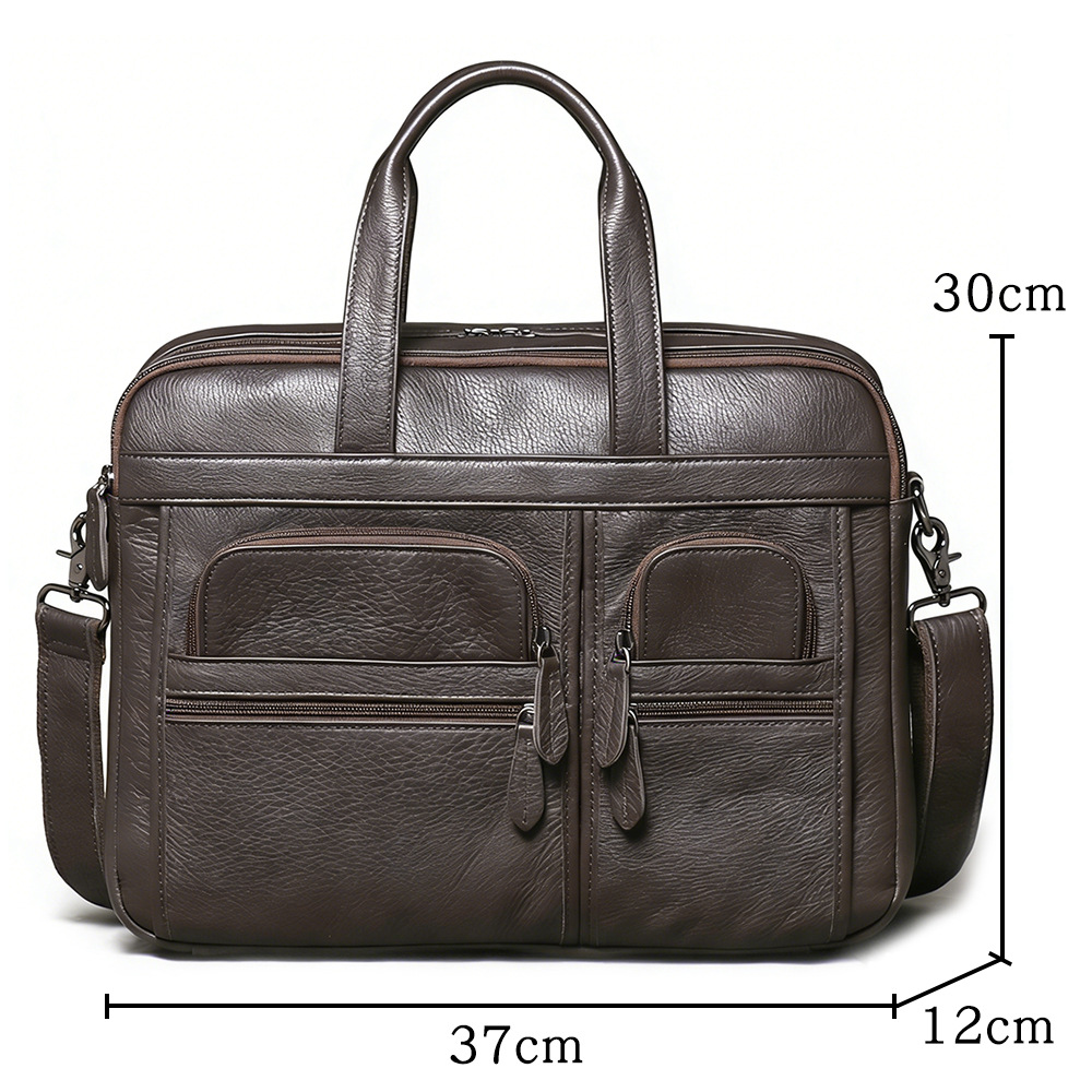 Men's Genuine Leather Briefcas - Leather Work Laptop Bag 评论和价格
