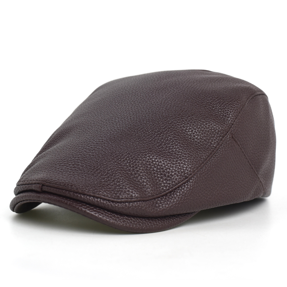 PU Newsboy Cap Men Women Autum - Leather Work Hat 评论和价格