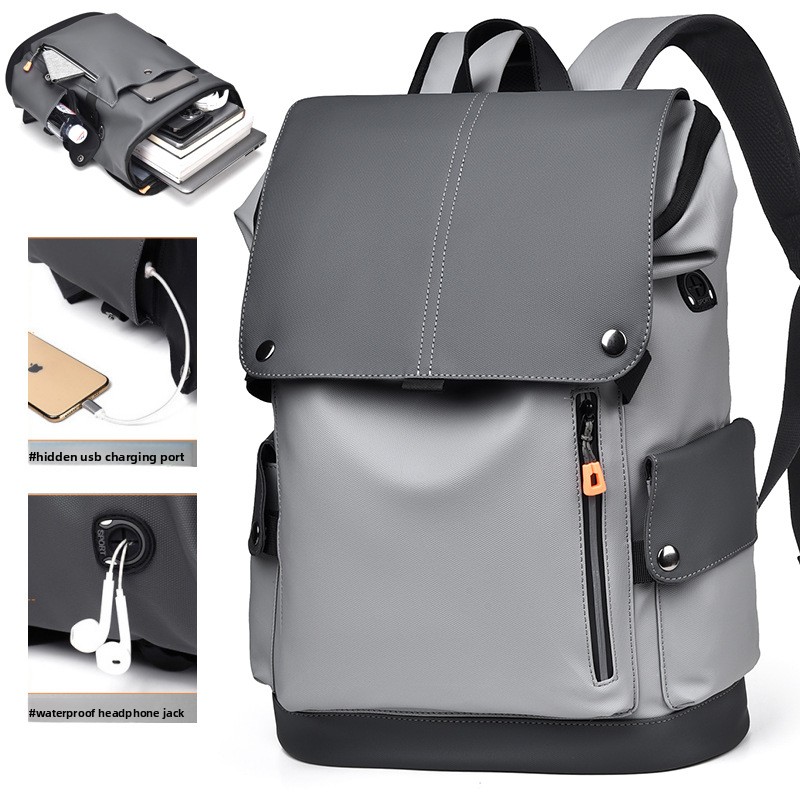 Men's Large Capacity Laptop Ba - Leather Work Rucksack 评论和价格