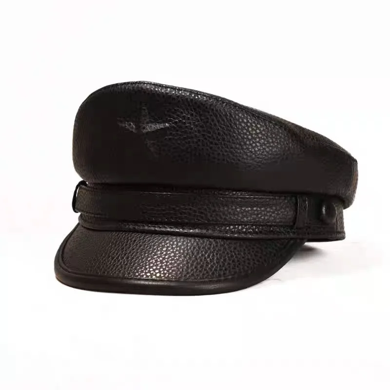Novel Army Cap For Men Retro F - Leather Work Hat 评论和价格