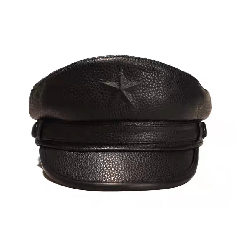 Novel Army Cap For Men Retro F - Leather Work Hat 评论和价格