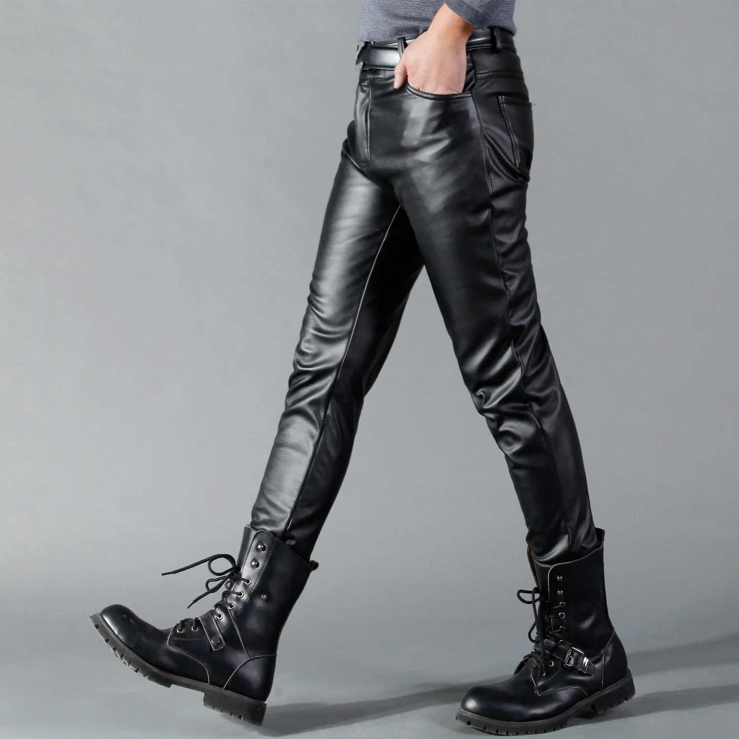 Men's Leather Pants Skinny Fit - Leather Work Pants 评论和价格