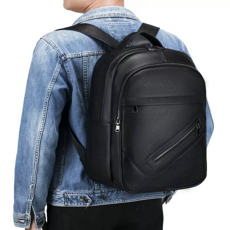 Black Genuine Leather Laptop B - Leather Work Rucksack 评论和价格