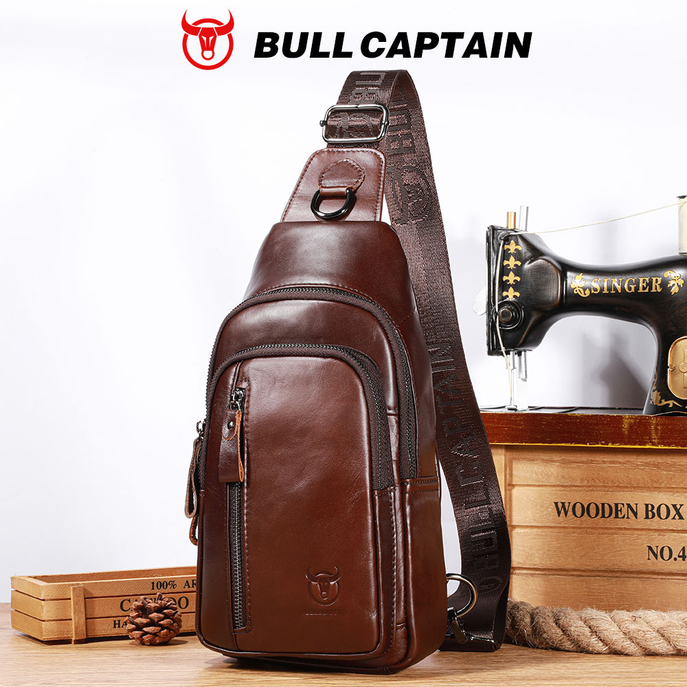 BULLCAPTAIN Genuine Leather Ch - Leather Work Laptop Bag 评论和价格