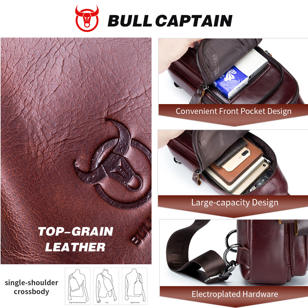 BULLCAPTAIN Genuine Leather Ch - Leather Work Laptop Bag 评论和价格