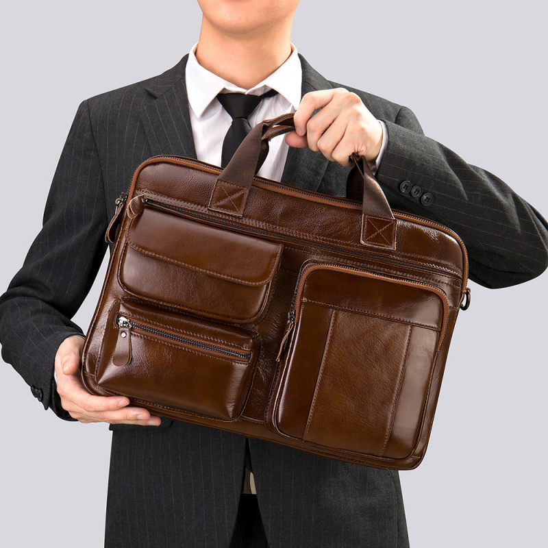 Business travel commuter genui - Leather Work Laptop Bag 评论和价格