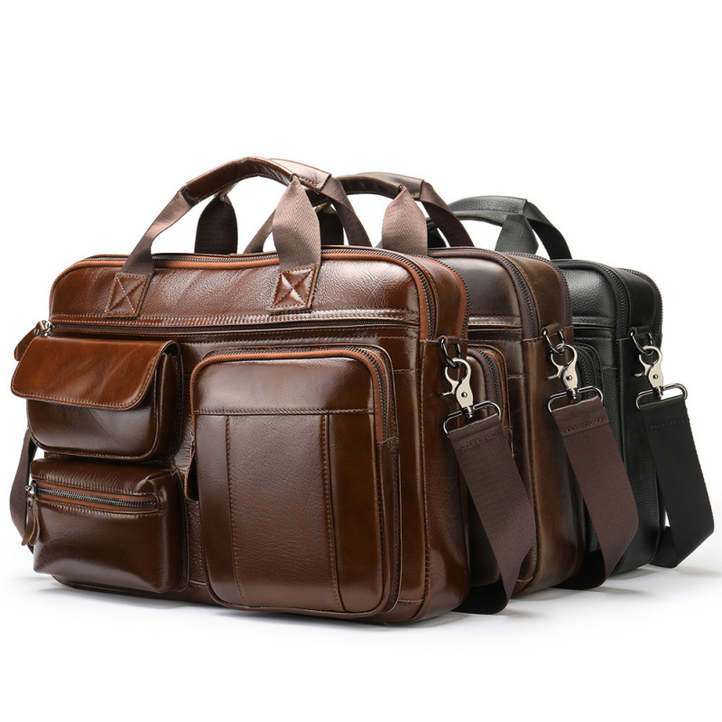 Business travel commuter genui - Leather Work Laptop Bag 评论和价格