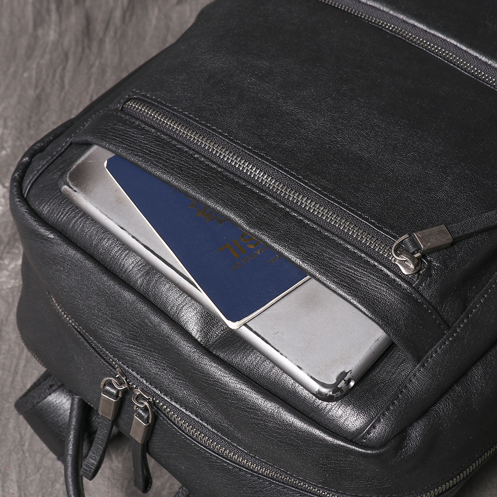 Black Genuine Leather Backpack - Leather Work Rucksack 评论和价格