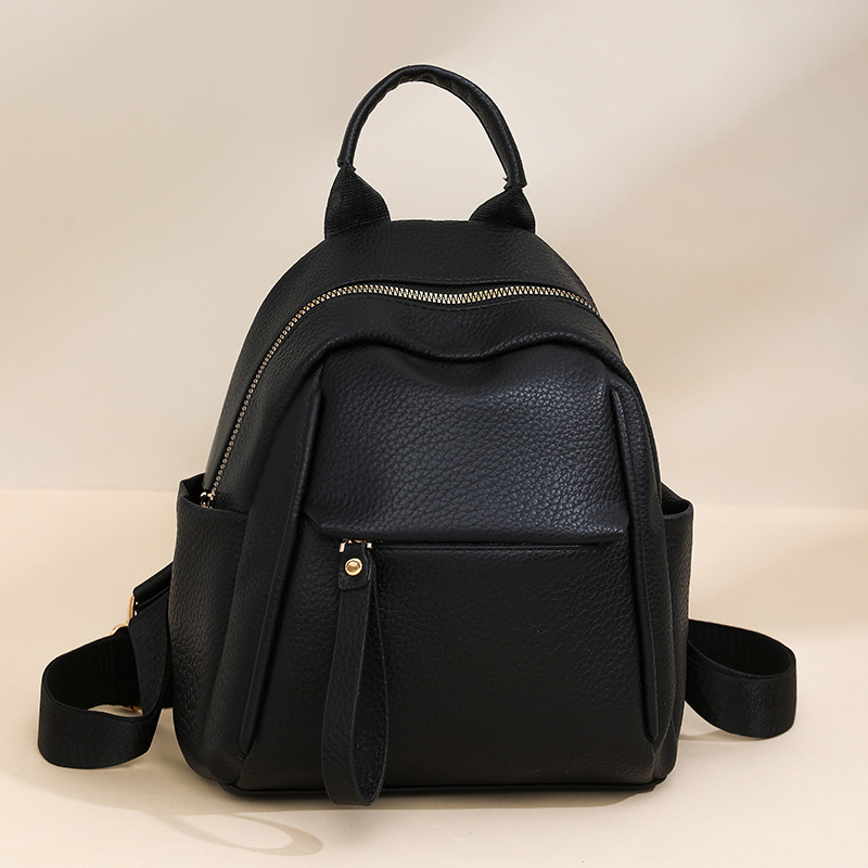 Litchi Pattern Leather Backpac - Leather Work Rucksack 评论和价格