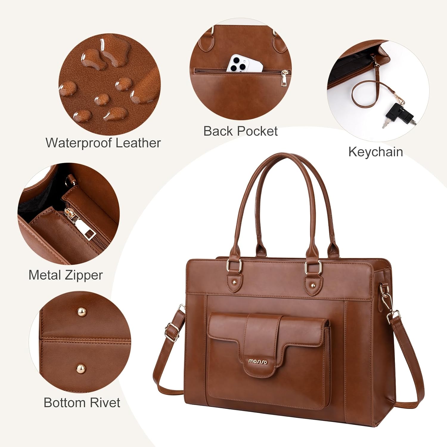 MOSISO Laptop Tote Bag for Wom - Leather Work Laptop Bag 评论和价格