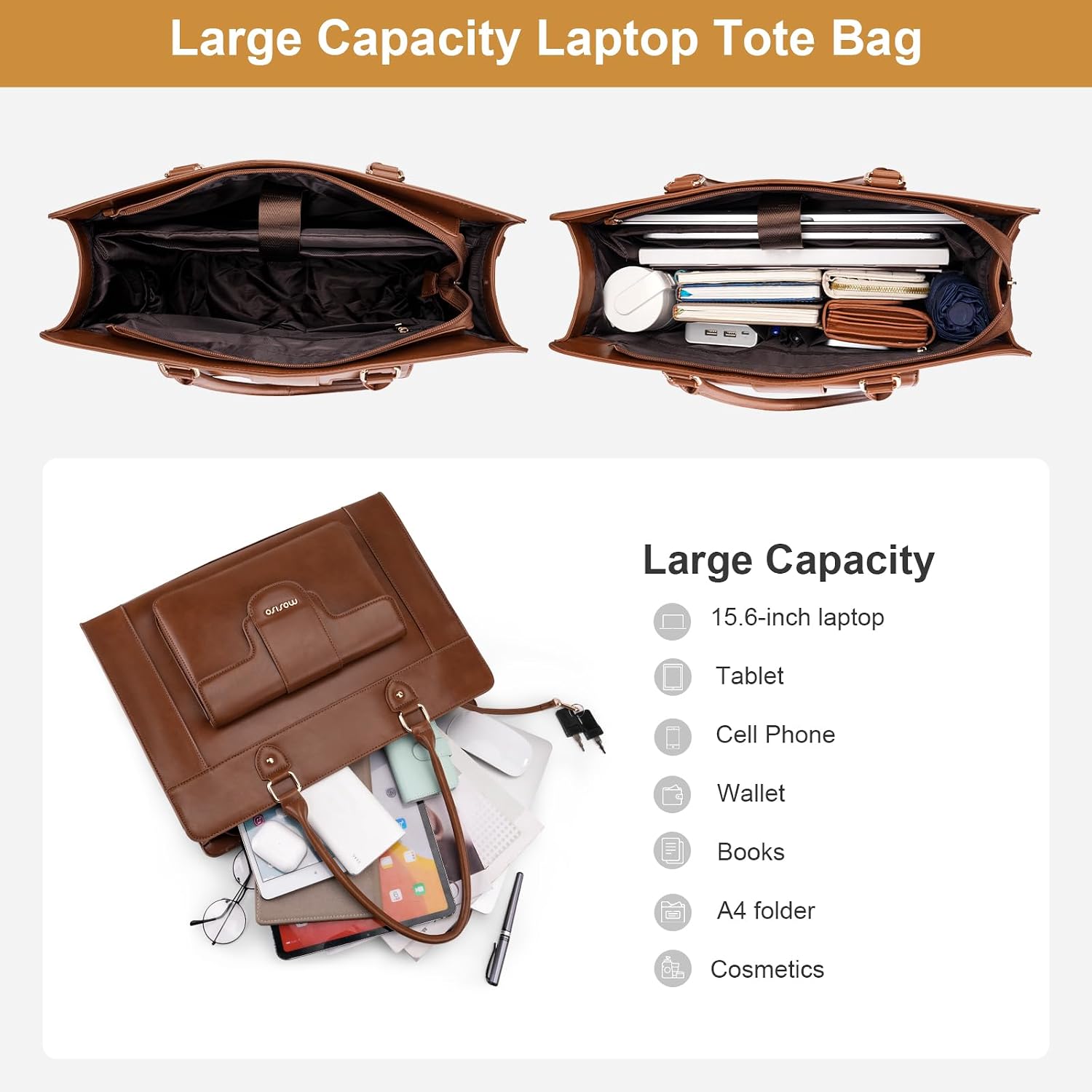 MOSISO Laptop Tote Bag for Wom - Leather Work Laptop Bag 评论和价格