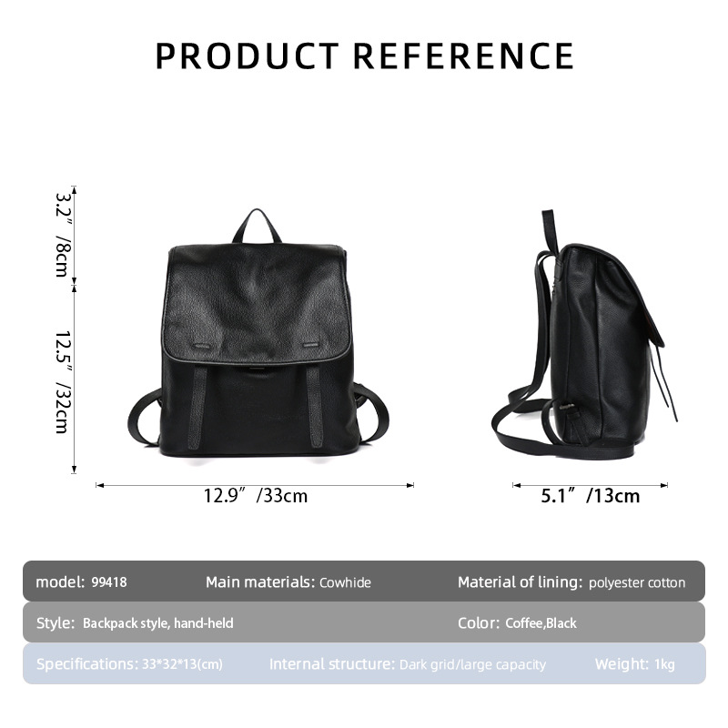 Women Top Grain Cowhide Flap B - Leather Work Rucksack 评论和价格