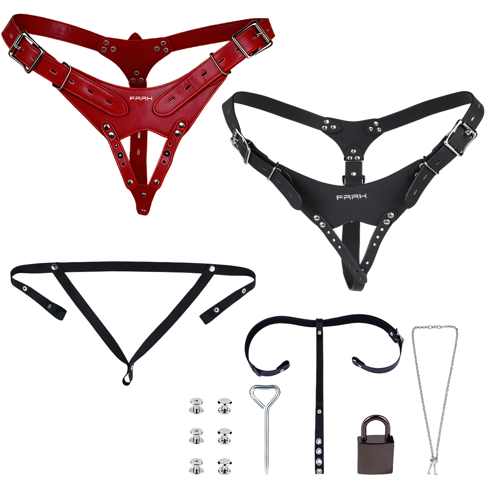 NSFU Black/Red Male Chastity B - Leather Work Pants 评论和价格
