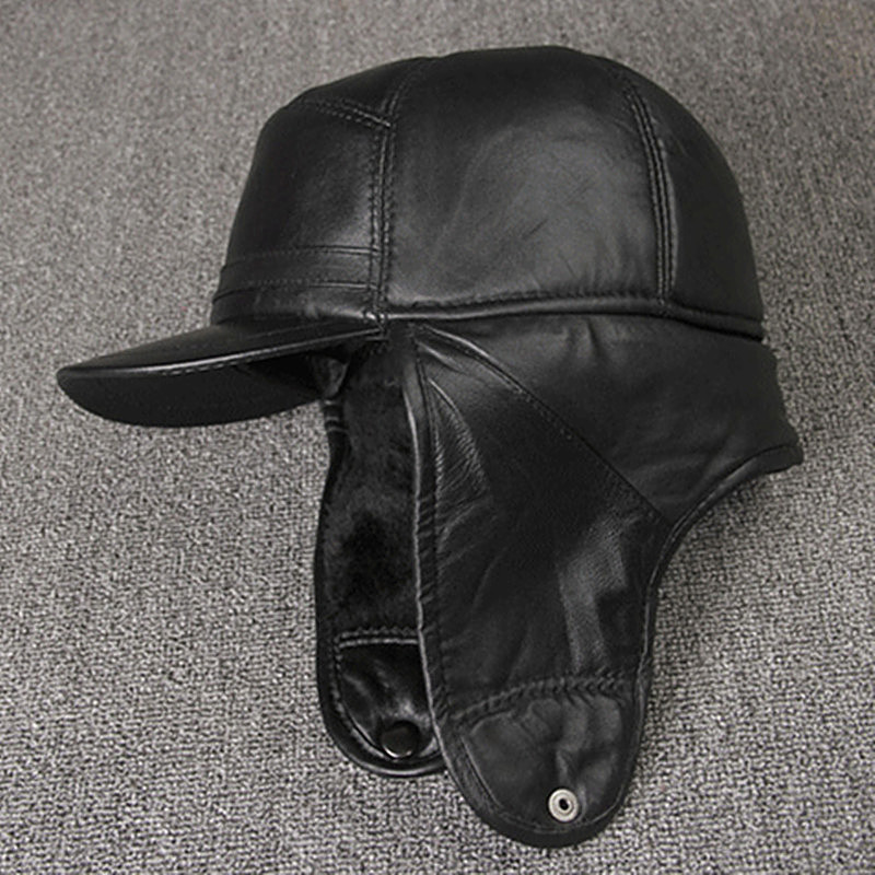 Genuine Leather caps Winter Wa - Leather Work Hat 评论和价格