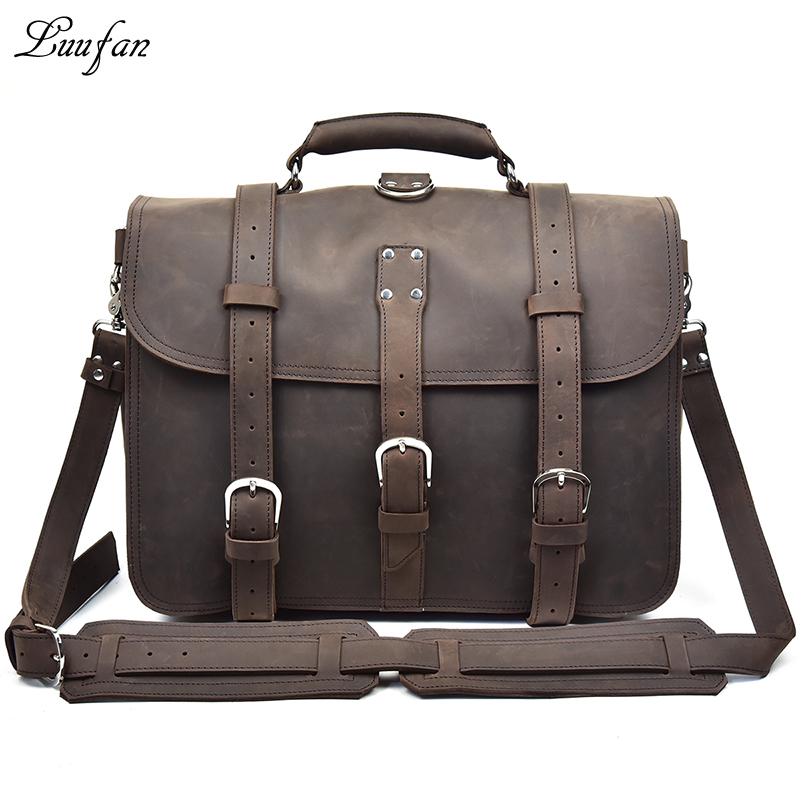 Men Thick Crazy Horse Leather  - Leather Work Rucksack 评论和价格