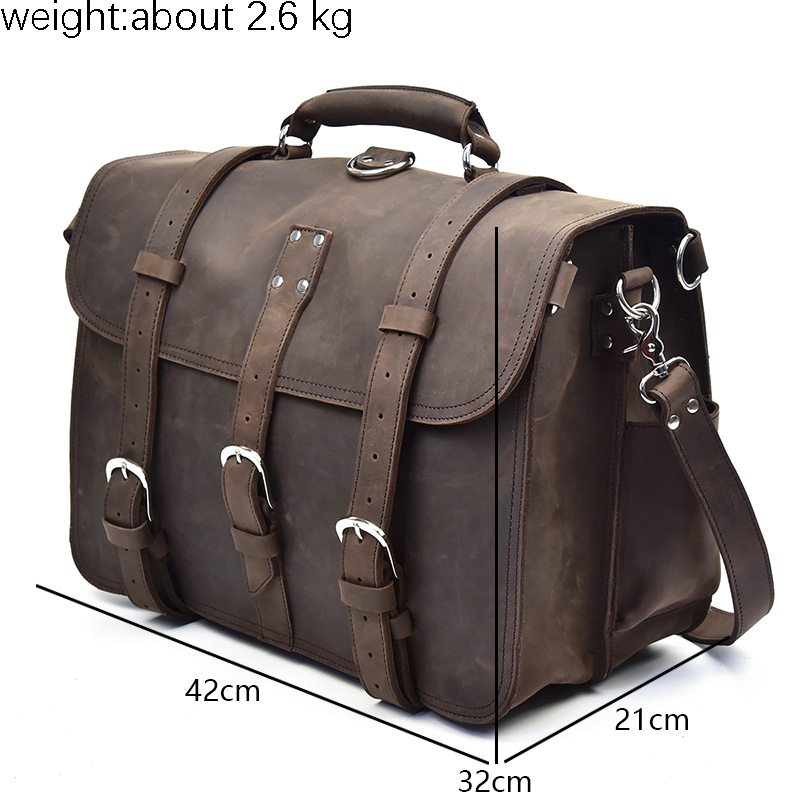 Men Thick Crazy Horse Leather  - Leather Work Rucksack 评论和价格