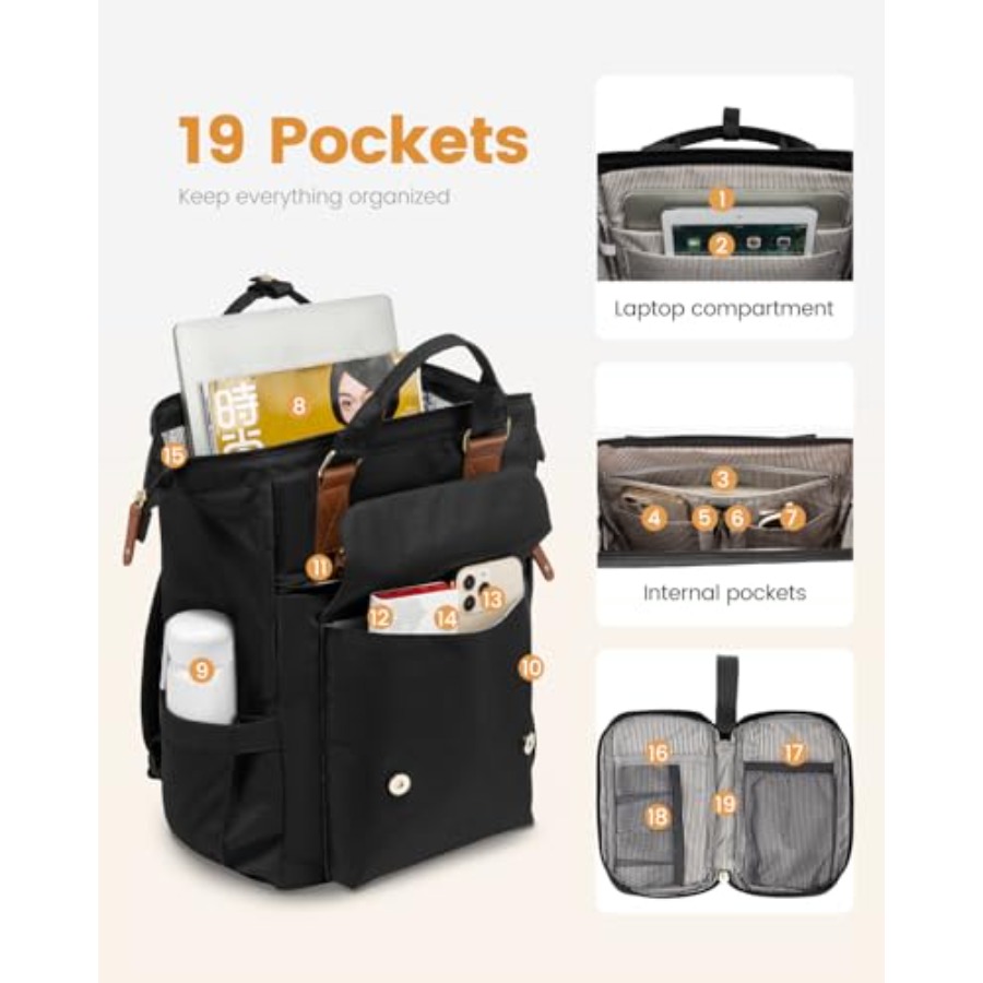 Laptop Backpack for Women, Tea - Leather Work Is 评论和价格