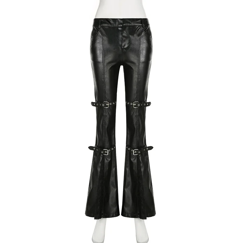 Women's PU Leather Flare Pants - Leather Work Pants 评论和价格